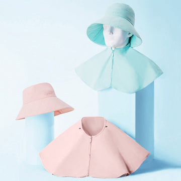 US Stock Women's Wide Brim UV Protection Shoulder Cover Bucket Hat UPF 50+